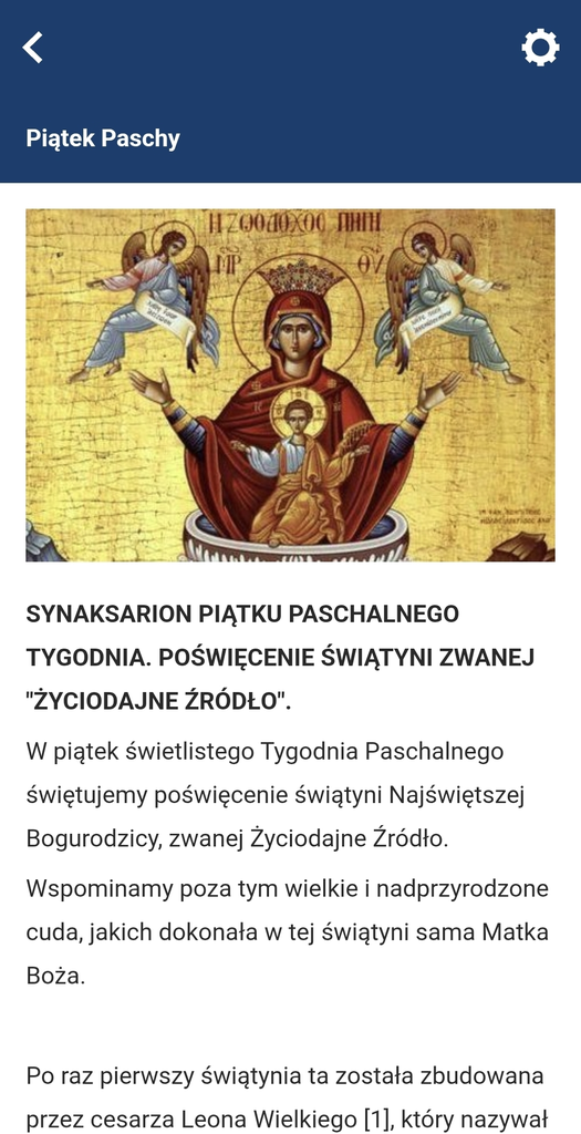 Ekran aplikacji kalendarz.cerkiew.pl — święta